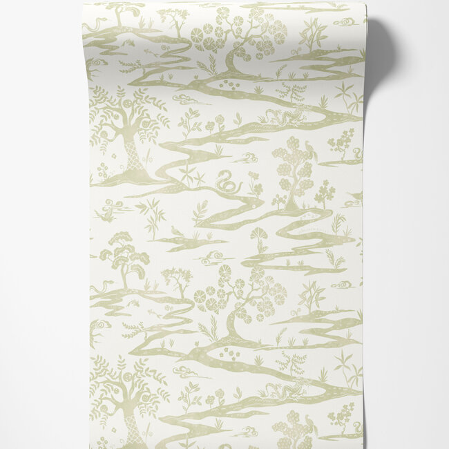 Dutch Wallcoverings Dutch Wallcoverings - Hanashi - Kaiwa Green Tea - Vliesbehang - 10m x 50cm - HAN50106W