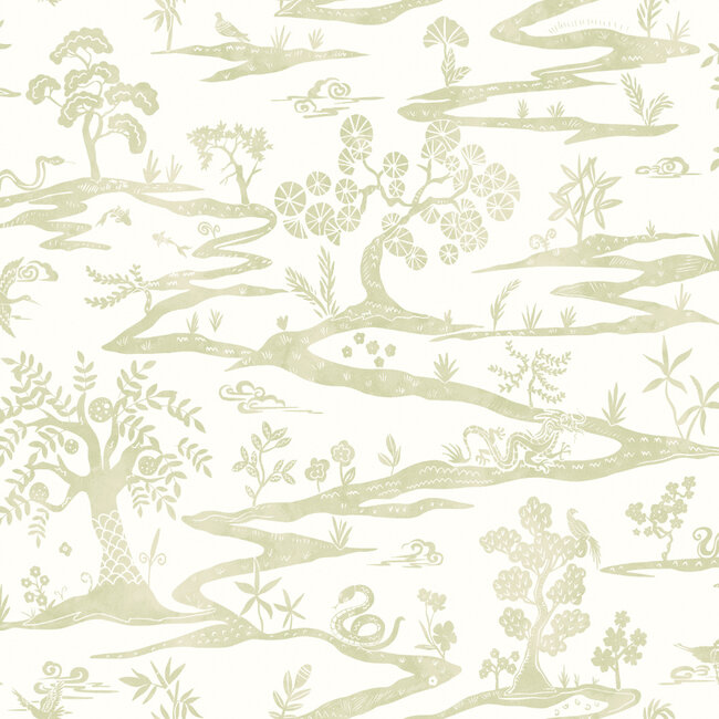 Dutch Wallcoverings Dutch Wallcoverings - Hanashi - Kaiwa Green Tea - Vliesbehang - 10m x 50cm - HAN50106W