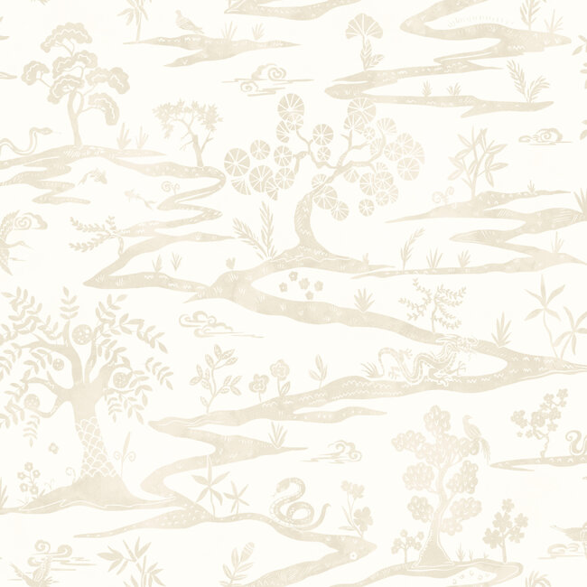 Dutch Wallcoverings Dutch Wallcoverings - Hanashi - Kaiwa Lace White - Vliesbehang - 10m x 50cm - HAN50107W