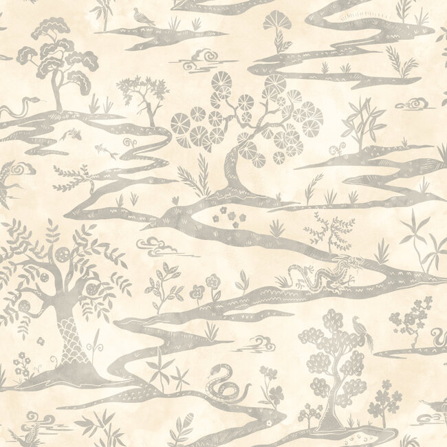Dutch Wallcoverings Dutch Wallcoverings - Hanashi - Kaiwa Wolf Mist - Vliesbehang - 10m x 50cm - HAN50108W