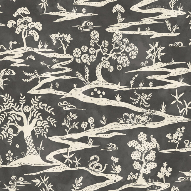 Dutch Wallcoverings Dutch Wallcoverings - Hanashi - Kaiwa Raven - Vliesbehang - 10m x 50cm - HAN50109W