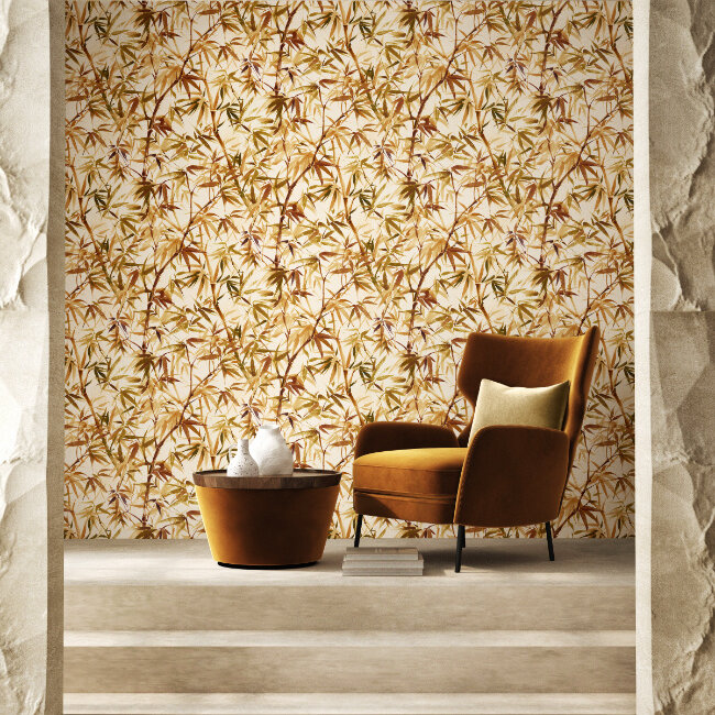 Dutch Wallcoverings Dutch Wallcoverings - Hanashi - Shadow Bamboo Goldenrod - Vliesbehang - 10m x 50cm - HAN50112W