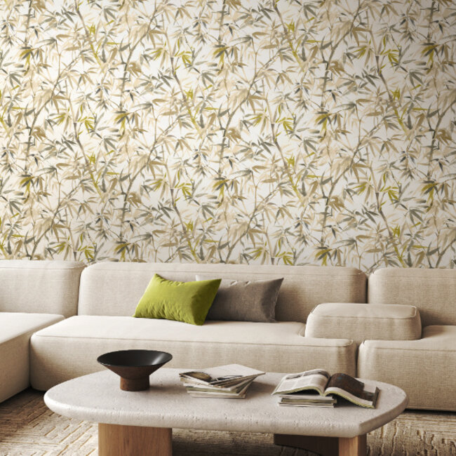 Dutch Wallcoverings Dutch Wallcoverings - Hanashi - Shadow Bamboo Oyster - Vliesbehang - 10m x 50cm - HAN50113W