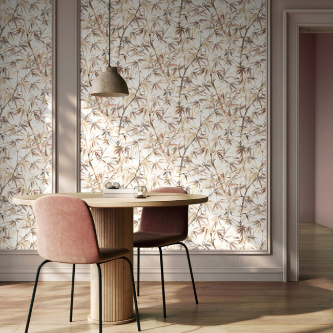 Dutch Wallcoverings Dutch Wallcoverings - Hanashi - Shadow Bamboo Latte - Vliesbehang - 10m x 50cm - HAN50114W
