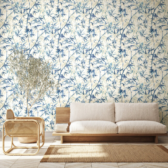 Dutch Wallcoverings Dutch Wallcoverings - Hanashi - Shadow Bamboo Sapphire - Vliesbehang - 10m x 50cm - HAN50116W