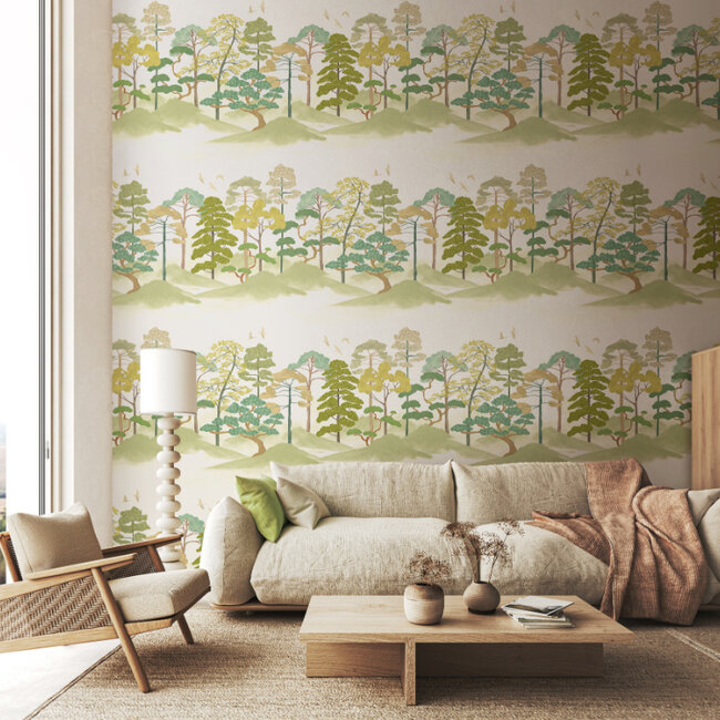 Dutch Wallcoverings Dutch Wallcoverings - Hanashi - Kigi Olivine - Vliesbehang - 10m x 50cm - HAN50117W