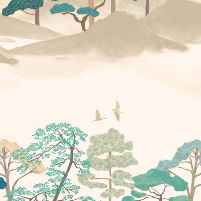 Dutch Wallcoverings Dutch Wallcoverings - Hanashi - Kigi Peacock Mix - Vliesbehang - 10m x 50cm - HAN50118W