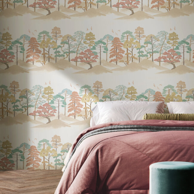 Dutch Wallcoverings Dutch Wallcoverings - Hanashi - Kigi Blush & Seafoam - Vliesbehang - 10m x 50cm - HAN50119W