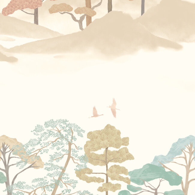 Dutch Wallcoverings Dutch Wallcoverings - Hanashi - Kigi Blush & Seafoam - Vliesbehang - 10m x 50cm - HAN50119W