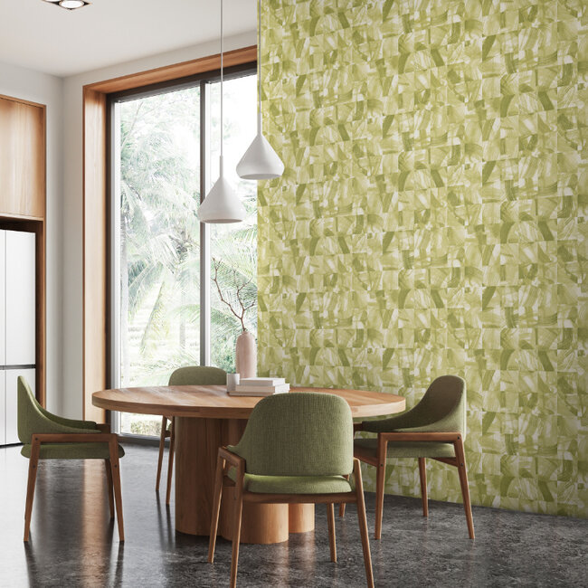Dutch Wallcoverings Dutch Wallcoverings - Hanashi - Maku Matcha - Vliesbehang - 10m x 50cm - HAN50122W