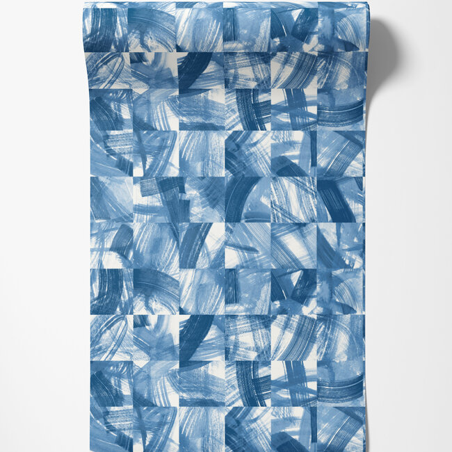 Dutch Wallcoverings Dutch Wallcoverings - Hanashi - Maku Electric Blue - Vliesbehang - 10m x 50cm - HAN50125W