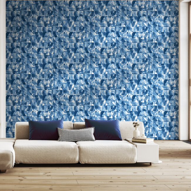 Dutch Wallcoverings Dutch Wallcoverings - Hanashi - Maku Electric Blue - Vliesbehang - 10m x 50cm - HAN50125W