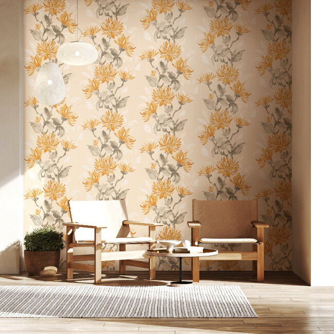 Dutch Wallcoverings Dutch Wallcoverings - Hanashi - Kiku Parchment - Vliesbehang - 10m x 50cm - HAN50127W