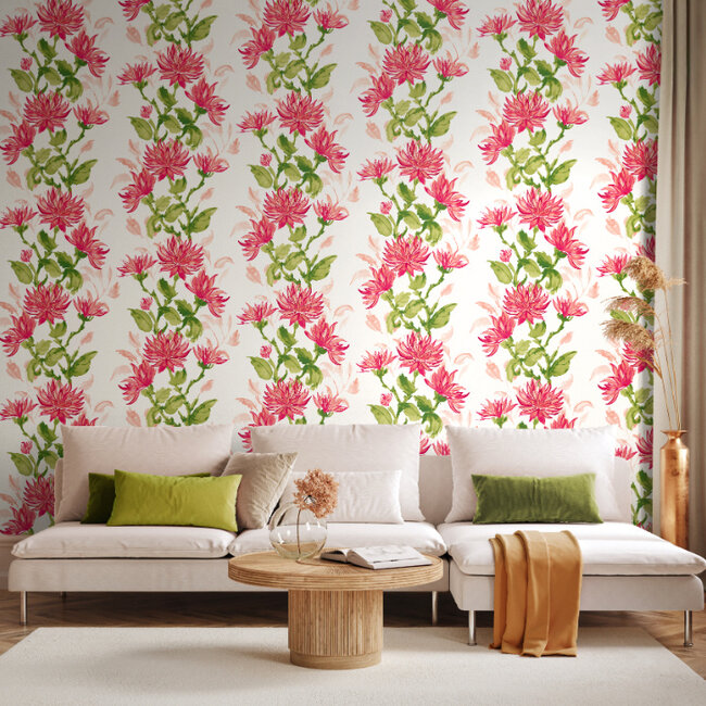 Dutch Wallcoverings Dutch Wallcoverings - Hanashi - Kiku Cerise - Vliesbehang - 10m x 50cm - HAN50130W