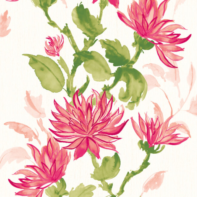 Dutch Wallcoverings Dutch Wallcoverings - Hanashi - Kiku Cerise - Vliesbehang - 10m x 50cm - HAN50130W