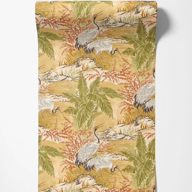 Dutch Wallcoverings Dutch Wallcoverings - Hanashi - Kansho Mimosa Gold - Vliesbehang - 10m x 50cm - HAN50131W