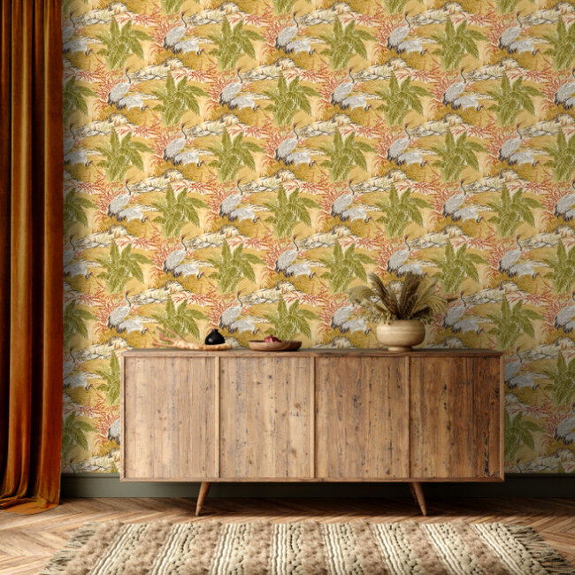 Dutch Wallcoverings Dutch Wallcoverings - Hanashi - Kansho Mimosa Gold - Vliesbehang - 10m x 50cm - HAN50131W