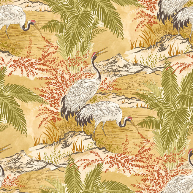 Dutch Wallcoverings Dutch Wallcoverings - Hanashi - Kansho Mimosa Gold - Vliesbehang - 10m x 50cm - HAN50131W