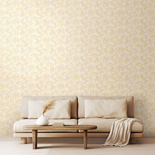Dutch Wallcoverings Dutch Wallcoverings - Hanashi - Shizu Buttercream - Vliesbehang - 10m x 50cm - HAN50136W