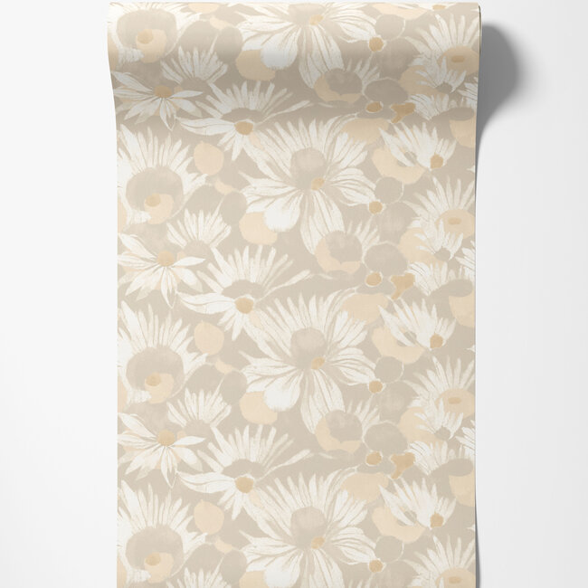 Dutch Wallcoverings Dutch Wallcoverings - Hanashi - Suiren Champagne - Vliesbehang - 10m x 50cm - HAN50142W