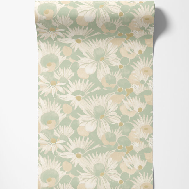 Dutch Wallcoverings Dutch Wallcoverings - Hanashi - Suiren Misty Mint - Vliesbehang - 10m x 50cm - HAN50143W