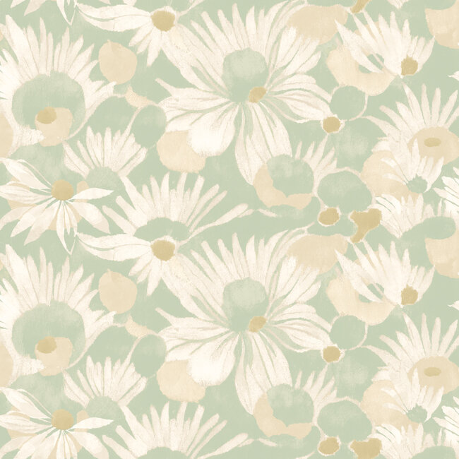 Dutch Wallcoverings Dutch Wallcoverings - Hanashi - Suiren Misty Mint - Vliesbehang - 10m x 50cm - HAN50143W