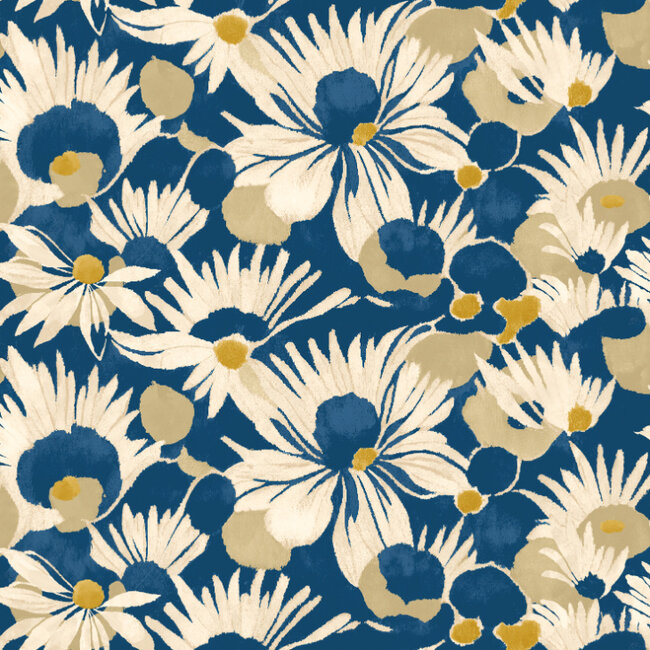 Dutch Wallcoverings Dutch Wallcoverings - Hanashi - Suiren Indigo - Vliesbehang - 10m x 50cm - HAN50145W