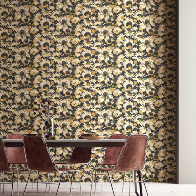 Dutch Wallcoverings Dutch Wallcoverings - Hanashi - Suiren Ebony - Vliesbehang - 10m x 50cm - HAN50146W