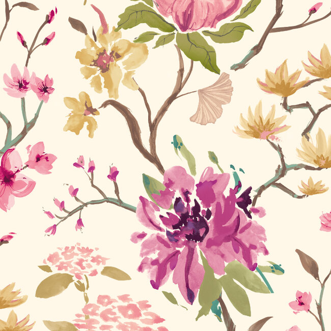 Dutch Wallcoverings Dutch Wallcoverings - Hanashi - Saku Vintage Plum - Vliesbehang - 10m x 50cm - HAN50148W