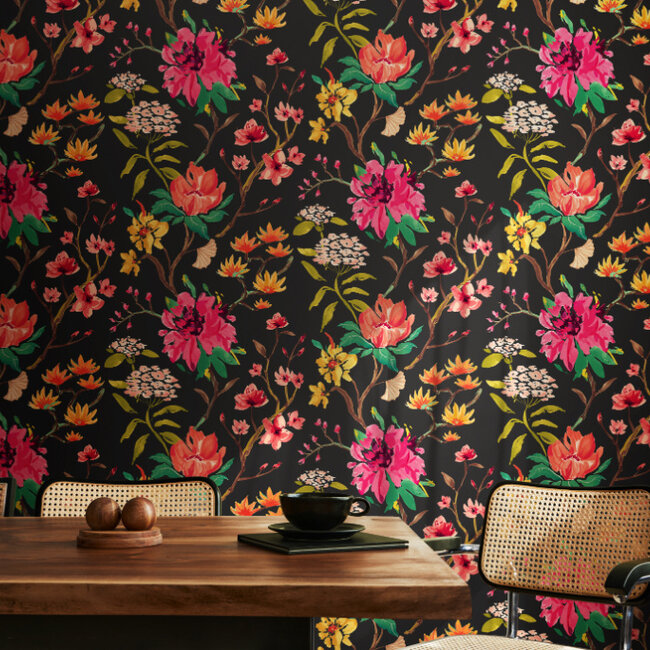 Dutch Wallcoverings Dutch Wallcoverings - Hanashi - Saku Midnight Twist - Vliesbehang - 10m x 50cm - HAN50150W