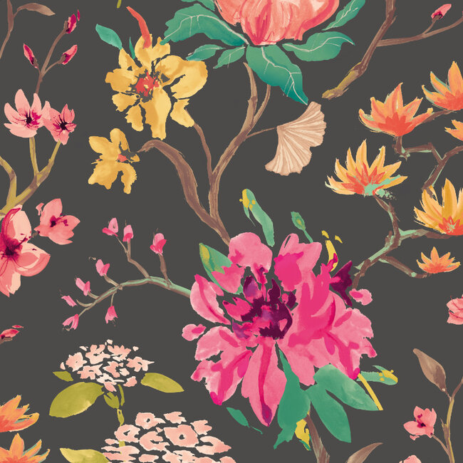 Dutch Wallcoverings Dutch Wallcoverings - Hanashi - Saku Midnight Twist - Vliesbehang - 10m x 50cm - HAN50150W