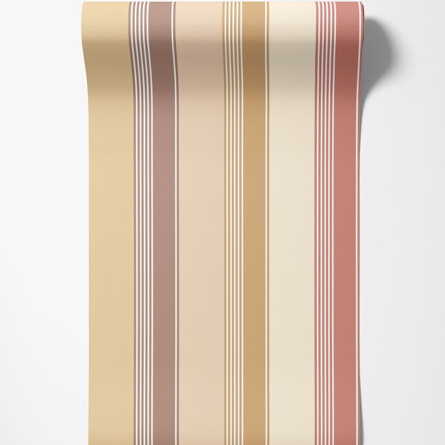 Dutch Wallcoverings Dutch Wallcoverings - FC Laid Bare- Multi Stripe Amber Mix - Vliesbehang - 10m x 50cm - LBK50129W