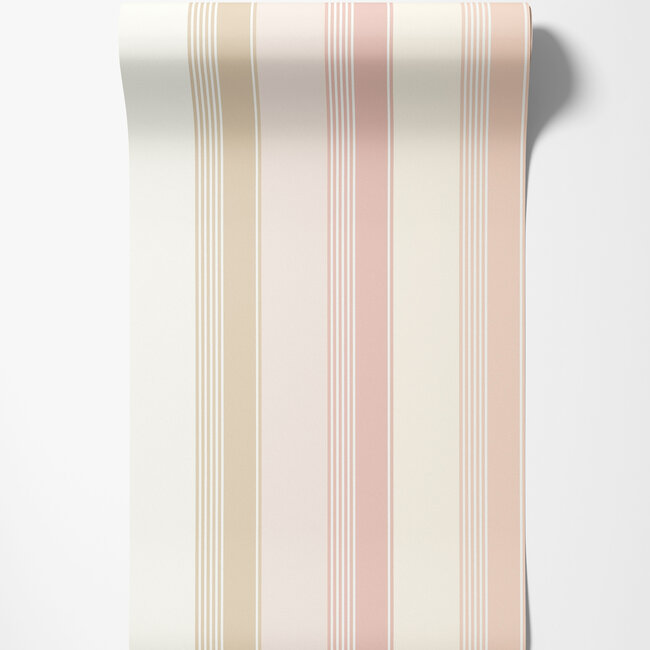 Dutch Wallcoverings Dutch Wallcoverings - FC Laid Bare- Multi Stripe Putty Mix - Vliesbehang - 10m x 50cm - LBK50134W
