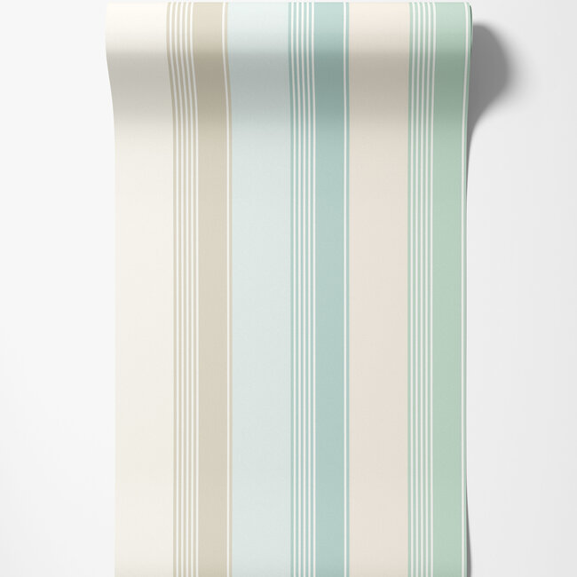 Dutch Wallcoverings Dutch Wallcoverings - FC Laid Bare- Multi Stripe Turquoise - Vliesbehang - 10m x 50cm - LBK50151W