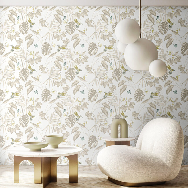Dutch Wallcoverings Dutch Wallcoverings - FC Laid Bare- Hummingbird Pearl - Vliesbehang - 10m x 50cm - LBK50114W