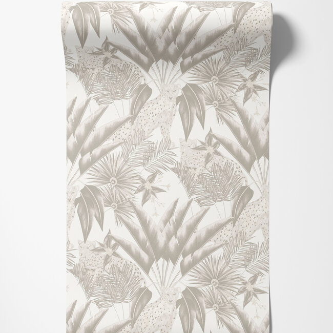Dutch Wallcoverings Dutch Wallcoverings - FC Laid Bare- Jungle Cheetah Gilver - Vliesbehang - 10m x 50cm - LBK50116W