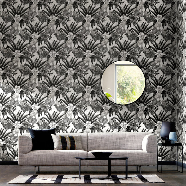 Dutch Wallcoverings Dutch Wallcoverings - FC Laid Bare- Jungle Cheetah Raven - Vliesbehang - 10m x 50cm - LBK50122W