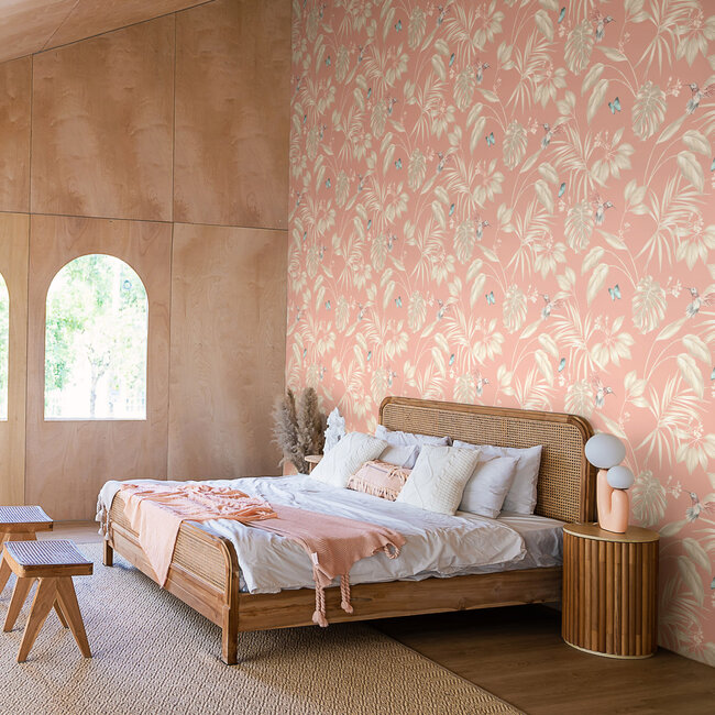 Dutch Wallcoverings Dutch Wallcoverings - FC Laid Bare- Hummingbird Rosewood - Vliesbehang - 10m x 50cm - LBK50136W