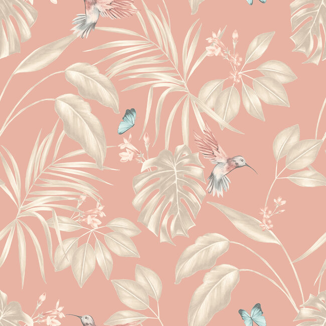 Dutch Wallcoverings Dutch Wallcoverings - FC Laid Bare- Hummingbird Rosewood - Vliesbehang - 10m x 50cm - LBK50136W