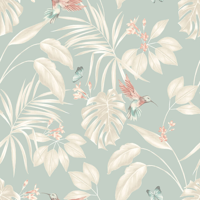 Dutch Wallcoverings Dutch Wallcoverings - FC Laid Bare- Hummingbird Rich Duckegg - Vliesbehang - 10m x 50cm - LBK50155W