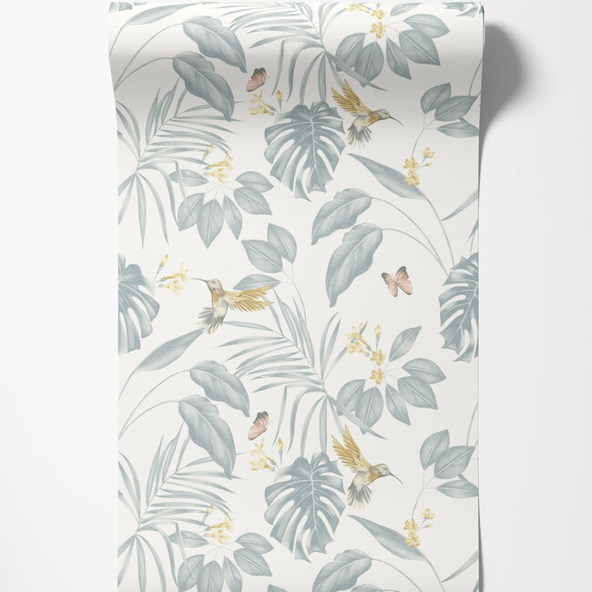 Dutch Wallcoverings Dutch Wallcoverings - FC Laid Bare- Hummingbird Wedgewood - Vliesbehang - 10m x 50cm - LBK50160W