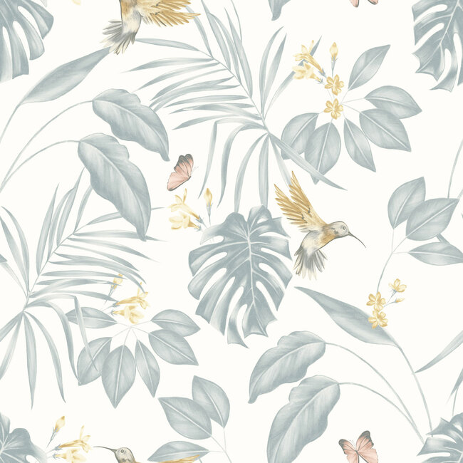 Dutch Wallcoverings Dutch Wallcoverings - FC Laid Bare- Hummingbird Wedgewood - Vliesbehang - 10m x 50cm - LBK50160W