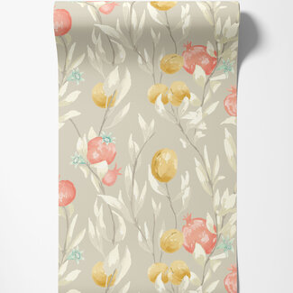 Dutch Wallcoverings Dutch Wallcoverings - FC Laid Bare- Pomegranate Trail Parchment - LBK50108W