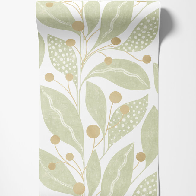 Dutch Wallcoverings Dutch Wallcoverings - FC Laid Bare- Berry Dot Artichoke - Vliesbehang - 10m x 50cm - LBK50141W