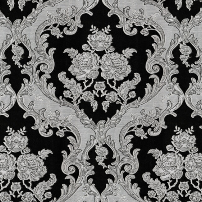Dutch Wallcoverings Dutch Wallcoverings - FC New Tekko medaillon zwart/zilver - Vliesbehang - 10m x 106cm - 20023