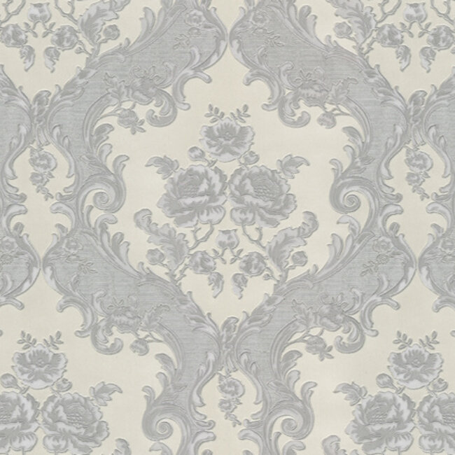 Dutch Wallcoverings Dutch Wallcoverings - FC New Tekko medaillon grijs/zilver - Vliesbehang - 10m x 106cm - 20025