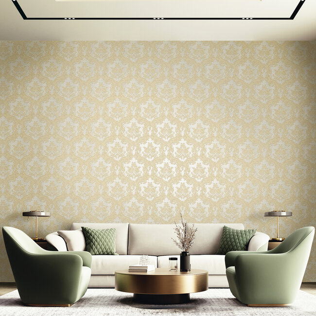 Dutch Wallcoverings Dutch Wallcoverings - FC New Tekko medaillon beige - Vliesbehang - 10m x 106cm - 20026