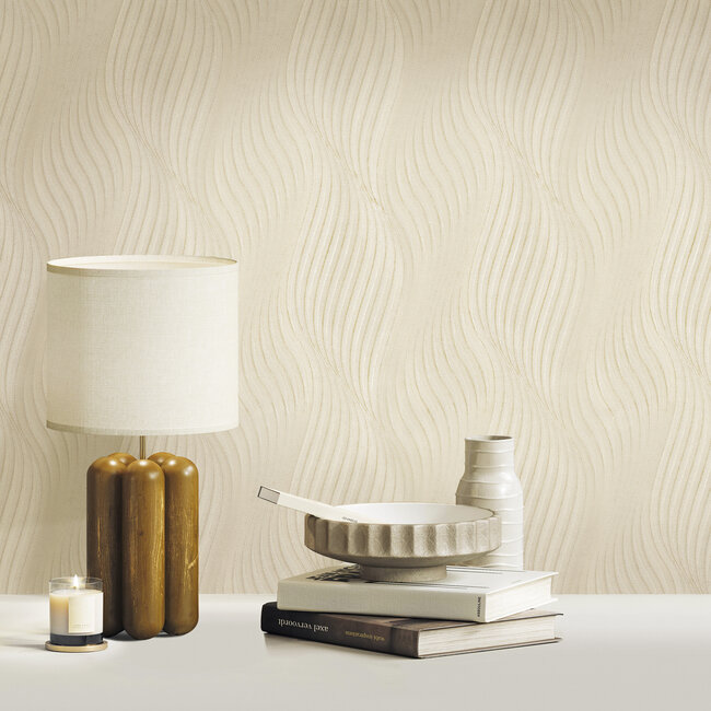 Dutch Wallcoverings Dutch Wallcoverings - FC New Tekko golf beige - Vliesbehang - 10m x 106cm - 20048