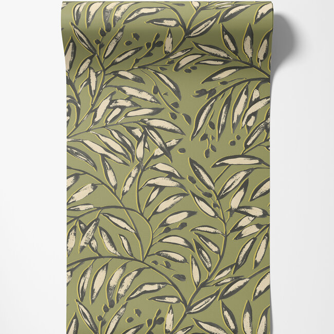 Dutch Wallcoverings Dutch Wallcoverings - FC Riches of Nature- Lorena Vine Olive - Vliesbehang - 10m x 50cm - RON50110W