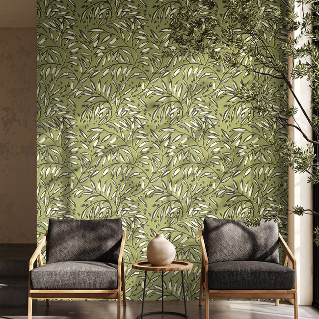 Dutch Wallcoverings Dutch Wallcoverings - FC Riches of Nature- Lorena Vine Olive - Vliesbehang - 10m x 50cm - RON50110W